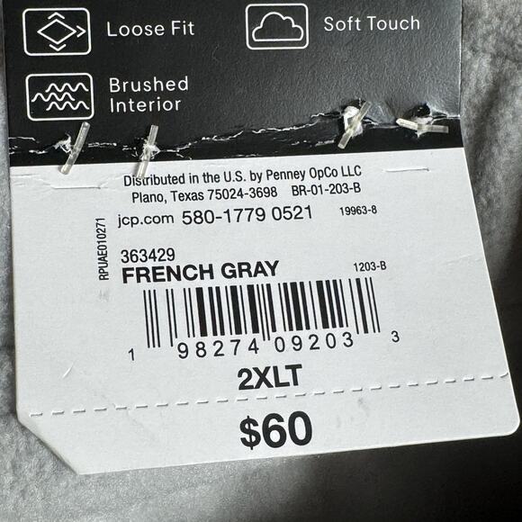 Xersion Fleece Jogger Pants 2XLT French Gray Men’s Loose Fit Soft Touch NWT $60 - Picture 7 of 9